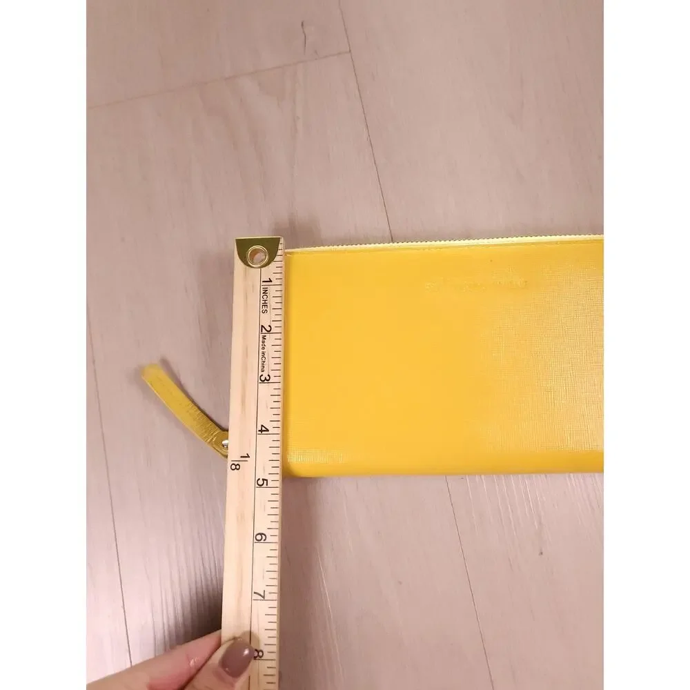 Arlington Milne Yellow Zip Around Wallet Wristlet Textured Leather Organizer
